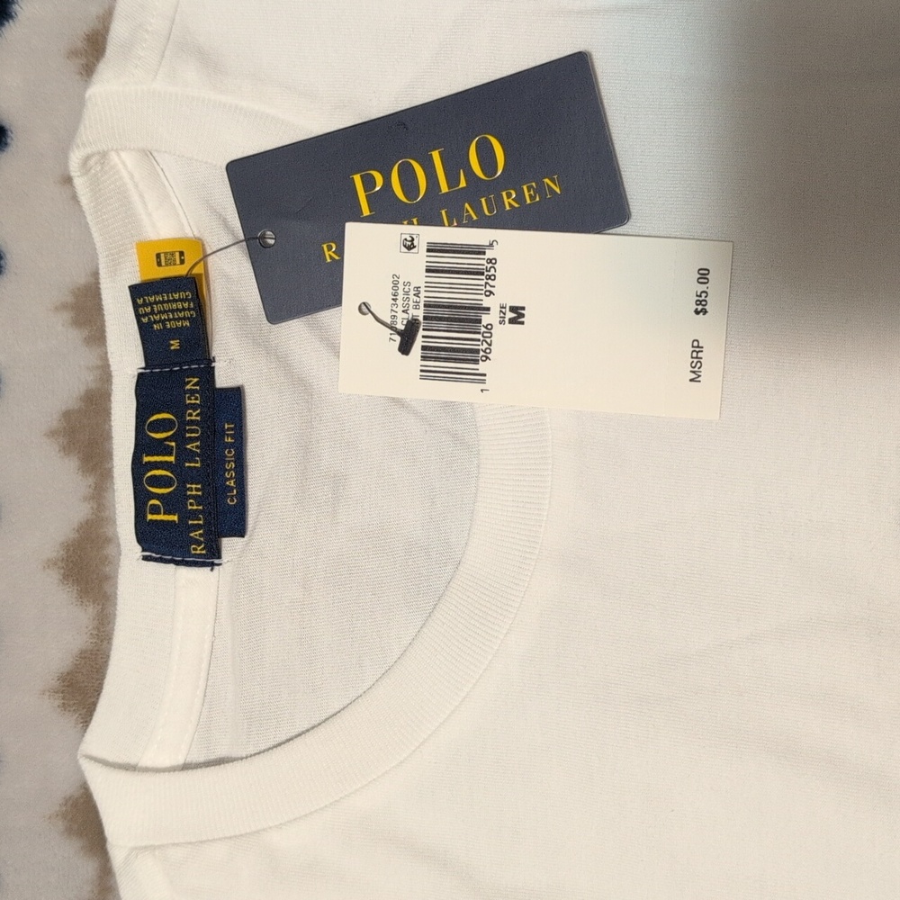 26/1 Jersey-lsl-tsh Polo Ralph Lauren Medium white T-shirt. - Picture 3 of 10